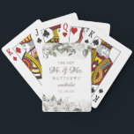 Baraja De Cartas Vintage Cherish The New Mr and Mrs Newlyweds<br><div class="desc">Rosas y Flores Vintage de Flores Blancas y Oro Rosa. Un estilo clásico vintage y elegante, con muchas hojas y follaje gris, marfil blanco, oro Rosa, rosa sucio, verde pálido y gris. Con elementos florales pintados a mano, fuentes clásicas vintage de guiones y elegantes fronteras peonistas y Rosas - El...</div>