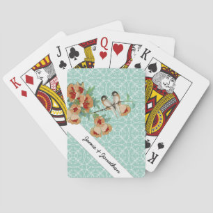 Baraja De Cartas Vintage Cherry Blossom Love Bird Peach Mint