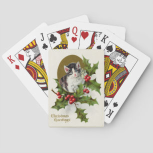 Baraja De Cartas Vintage Christmas Kitten