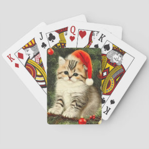 Baraja De Cartas Vintage Christmas Kitten