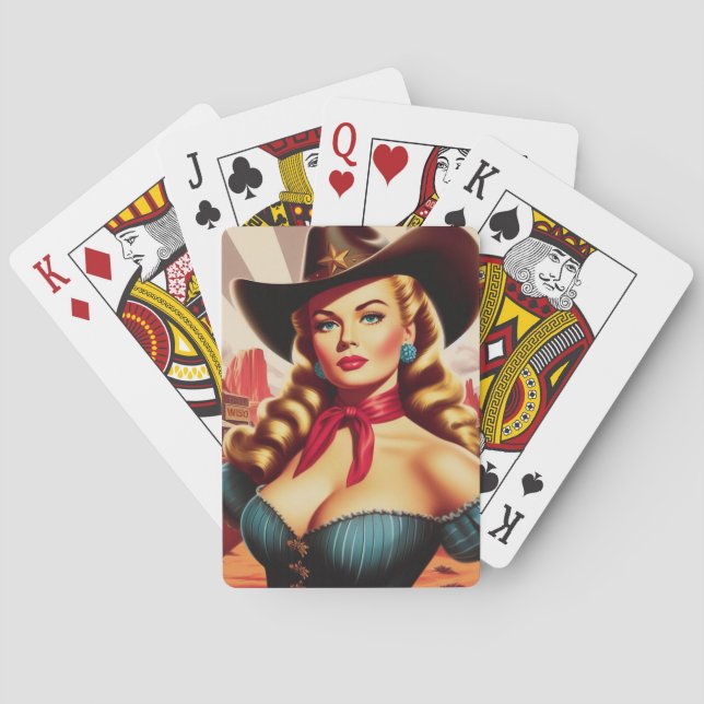 Baraja De Cartas Vintage Cowgirl Pin-up (Reverso)