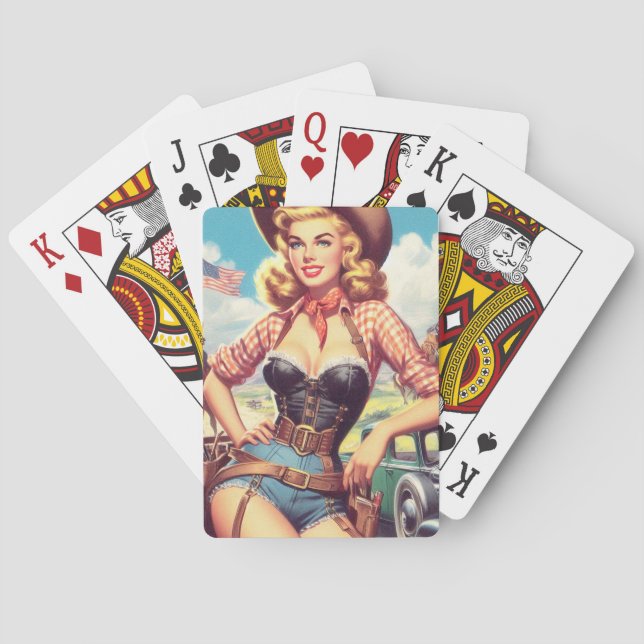 Baraja De Cartas Vintage Cowgirl Pin Up (Reverso)
