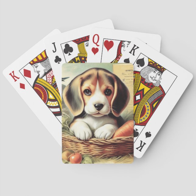 Baraja De Cartas Vintage Cute Beagle Puppy (Reverso)