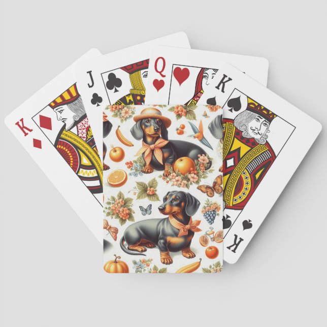 Baraja De Cartas Vintage Dachshund Seamless (Reverso)