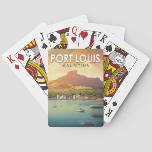 Baraja De Cartas Vintage de arte de viajes de Port Louis Mauritius