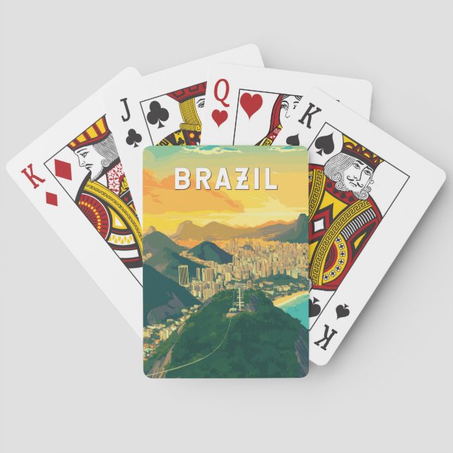 Baraja De Cartas Vintage de arte de viajes en Ilustracion de Brasil (Reverso)