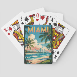 Baraja De Cartas Vintage de arte de viajes en Ilustracion de Miami 
