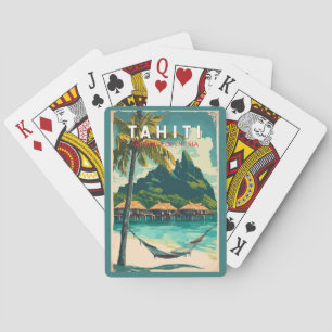 Baraja De Cartas Vintage de arte de viajes en Ilustracion de Tahití