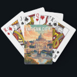 Baraja De Cartas Vintage de la Ciudad del Vaticano<br><div class="desc">Diseño de viaje vectorial retro de la Ciudad del Vaticano. La Ciudad del Vaticano,  una ciudad-estado rodeada por Roma,  Italia,  es la sede de la Iglesia Católica Romana. Es el hogar del Papa y un tesoro de arte icónico y arquitectura.</div>