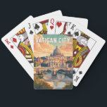 Baraja De Cartas Vintage de la Ciudad del Vaticano<br><div class="desc">Diseño de viaje vectorial retro de la Ciudad del Vaticano. La Ciudad del Vaticano,  una ciudad-estado rodeada por Roma,  Italia,  es la sede de la Iglesia Católica Romana. Es el hogar del Papa y un tesoro de arte icónico y arquitectura.</div>