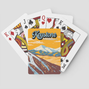 Baraja De Cartas Vintage del área de esquiar Keystone Colorado