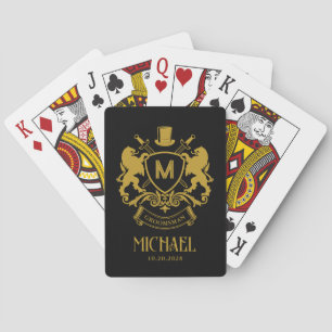 Baraja De Cartas Vintage Elegant Groomsmen Gift Leon Emblem Badge