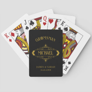 Baraja De Cartas Vintage Elegant Groomsmen Victorian Art Black Gold