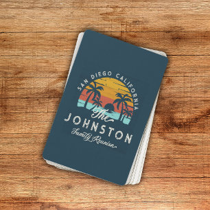 Baraja De Cartas Vintage Family Reunion Retro Sunset Beach Palms