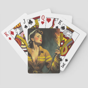 Baraja De Cartas Vintage Firefighter Pin Up