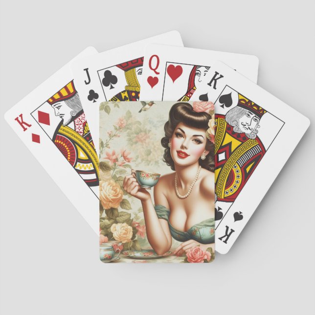 Baraja De Cartas Vintage Floral Pin Up (Reverso)