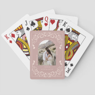 Baraja De Cartas Vintage Flourish Desplazar Foto Rosa Guardar La Fe