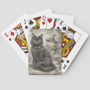Baraja De Cartas Vintage Gato Negro Halloween 