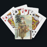 Baraja De Cartas Vintage German Father Christmas Playing Cards<br><div class="desc">Charming antique German greeting card graphic depicting Father Christmas in his robes and laurel wreath carrying toys.</div>