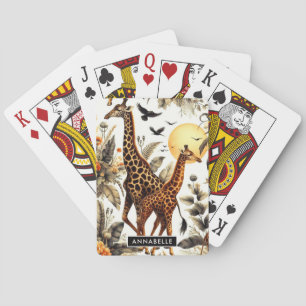 Baraja De Cartas Vintage Giraffe Floral Watercolor