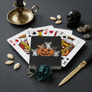 Baraja De Cartas Vintage Halloween Gatos Jack O Lantern Retro de lo