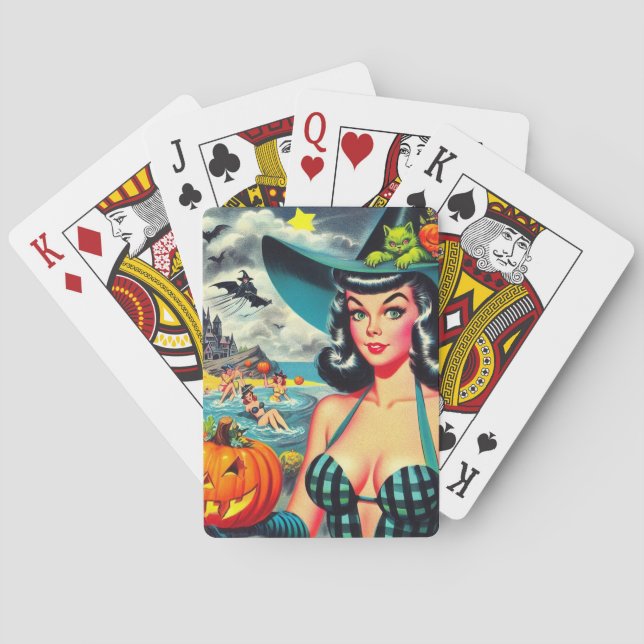 Baraja De Cartas Vintage Halloween Pin-up (Reverso)