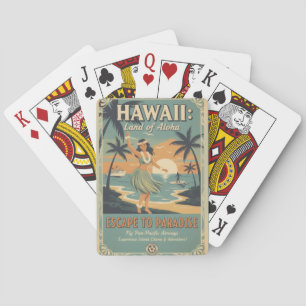 Baraja De Cartas Vintage hawaiano tierra de alohá escape al paraíso