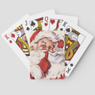 Baraja De Cartas Vintage Jolly Old Santa Shhh Jumbo