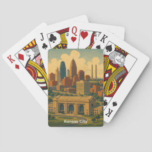 Baraja De Cartas Vintage Kansas City Silhouette Skyline