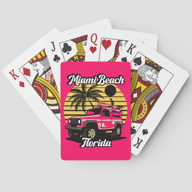 Baraja De Cartas Vintage Miami Beach Florida (Reverso)