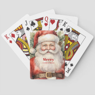 Baraja De Cartas Vintage Navidad Santa Claus Sonriendo