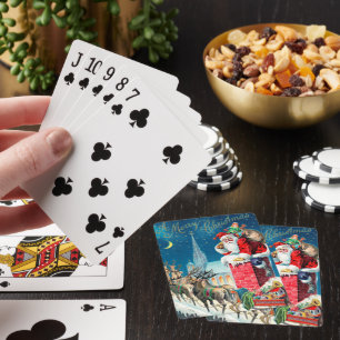 Baraja De Cartas Vintage navidad victoriano Papá Noel en la chimene