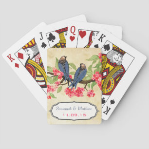 Baraja De Cartas Vintage Navy Love Birds Boda Gift Juft Card