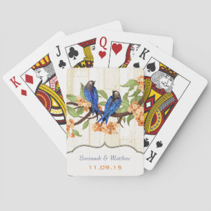 Baraja De Cartas Vintage Navy Love Birds Boda Gift Juft Card