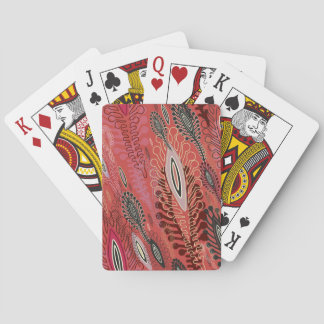Baraja De Cartas Vintage Peafowl Rojo Decorativo Patrón de Seamless