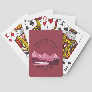 Baraja De Cartas Vintage Red Mountain Lake Sunset