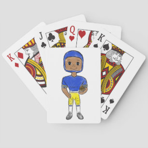 Baraja De Cartas vintage retro jugador de fútbol azul amarillo simp