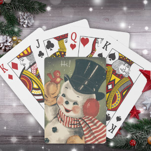Baraja De Cartas Vintage Retro Navidades Snowman