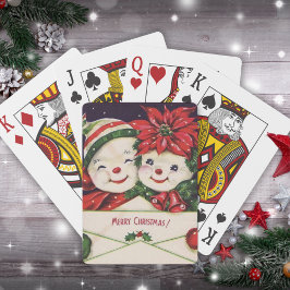 Baraja De Cartas Vintage Retro Snowman Couple Navidades