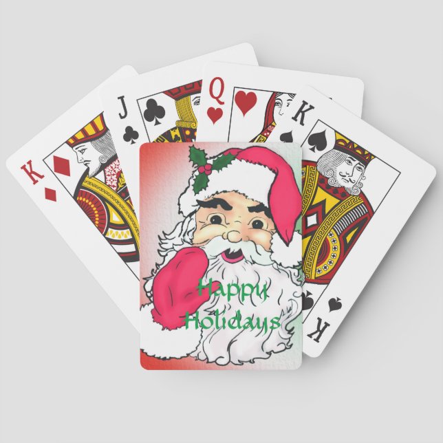 Baraja De Cartas Vintage saludando a santa claus (Reverso)