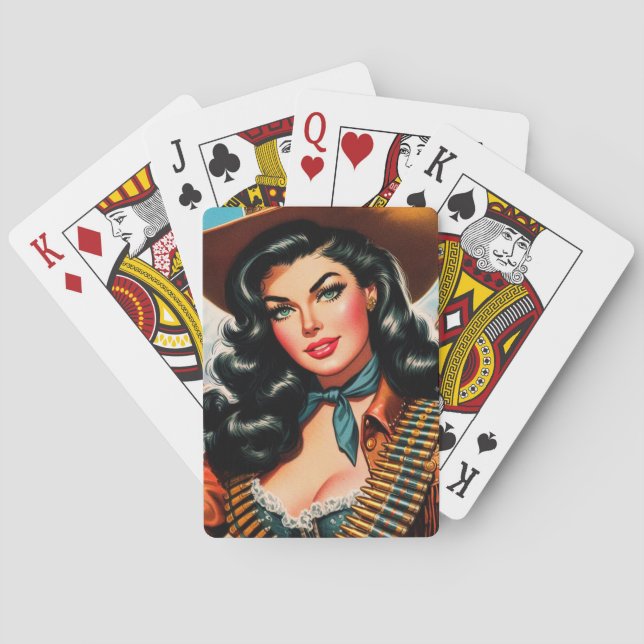 Baraja De Cartas Vintage Sheriff Pin-up (Reverso)