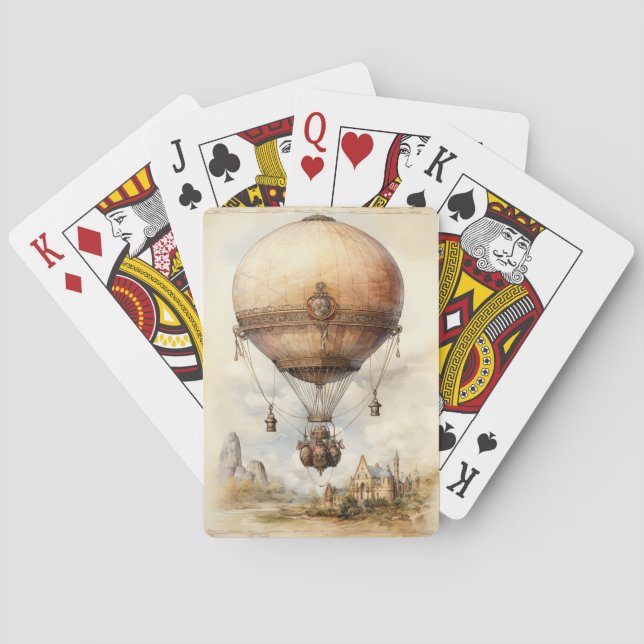 Baraja De Cartas Vintage Steampunk Hot Air Balloon (Reverso)