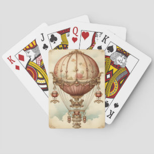 Baraja De Cartas Vintage Steampunk Pink Hot Air Balloon