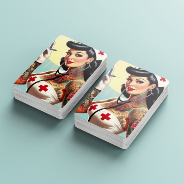 Baraja De Cartas Vintage Tattooed Pin-up Nurse (Subido por el creador)