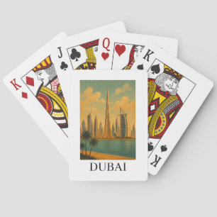 Baraja De Cartas Vintage Travel Dubai Viajes – Silueta Retro de la 