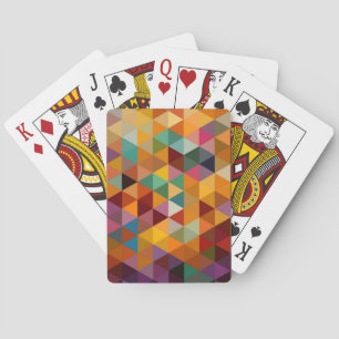 Baraja De Cartas Vintage Triangles Pattern Background.