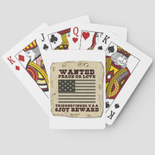 Baraja De Cartas Vintage USA Buscado: Buscado: Diseño de Paz o Amor