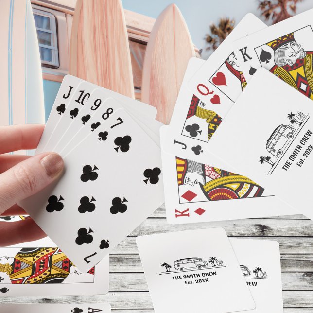 Baraja De Cartas Vintage Van Life Surfer Crew (Vintage Van Life Surfer Crew Poker Cards ©Susanne Sachers - Sunny Wanderlust 🌞✈️)