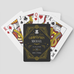 Baraja De Cartas Vintage victoriano geométrico elegante Groomsman