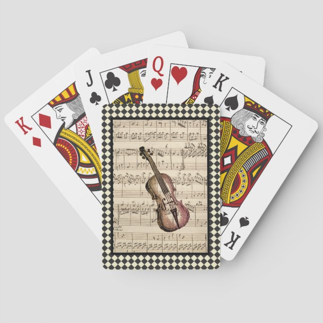 Baraja De Cartas Vintage Violin Harlequin Border (Reverso)
